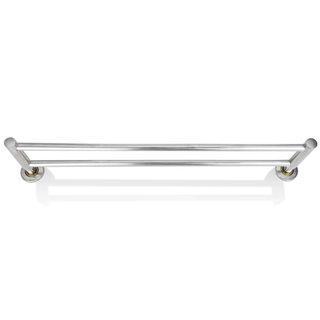Vidaxl Stainless Steel Metal 2-Tube Towel Rack - Wall-Mounted - Modern Design - Perfect For Bathroom Use - Durable And Long Lasting - Silver