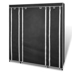 Vidaxl Black Fabric Wardrobe - Non-Woven Portable Closet With Compartments And Rods | 17.7"X59"X69" Modern Design | Durable And Anti-Dust | Easy To Assemble And Space-Saving