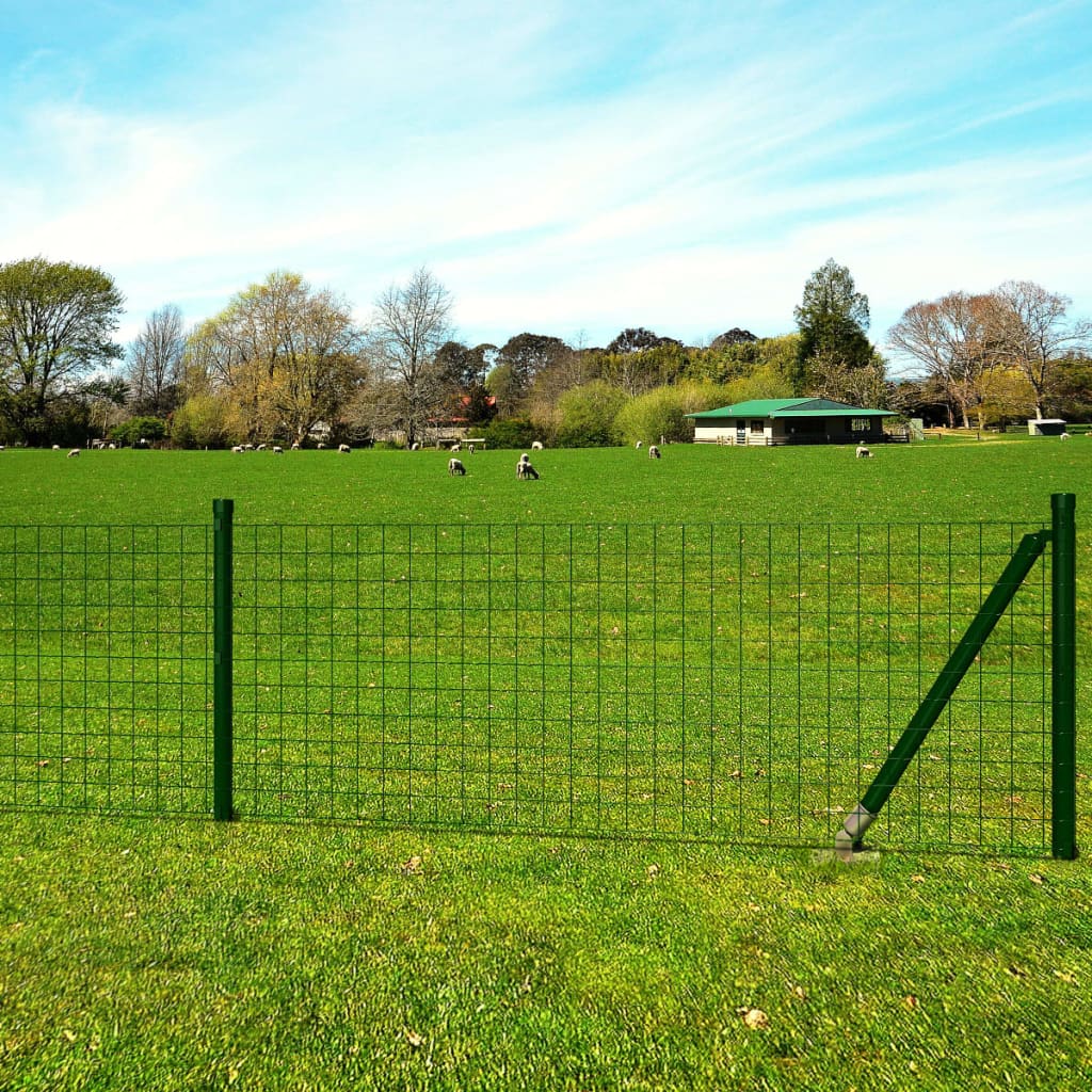 vidaXL Euro Fence Steel 82ft x 3.9ft Green