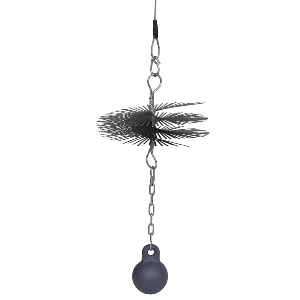 Vidaxl Durable Chimney Cleaning Brush With Steel Wire - Round 9.8&quot; Diameter - Comes With Ball, Chain And Thread, Ideal For Effective Chimney Maintenance - Compliant With California Proposition 65