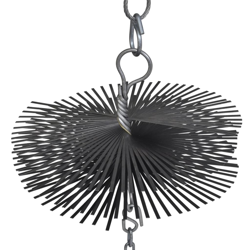 Vidaxl Durable Chimney Cleaning Brush With Steel Wire - Round 9.8&quot; Diameter - Comes With Ball, Chain And Thread, Ideal For Effective Chimney Maintenance - Compliant With California Proposition 65