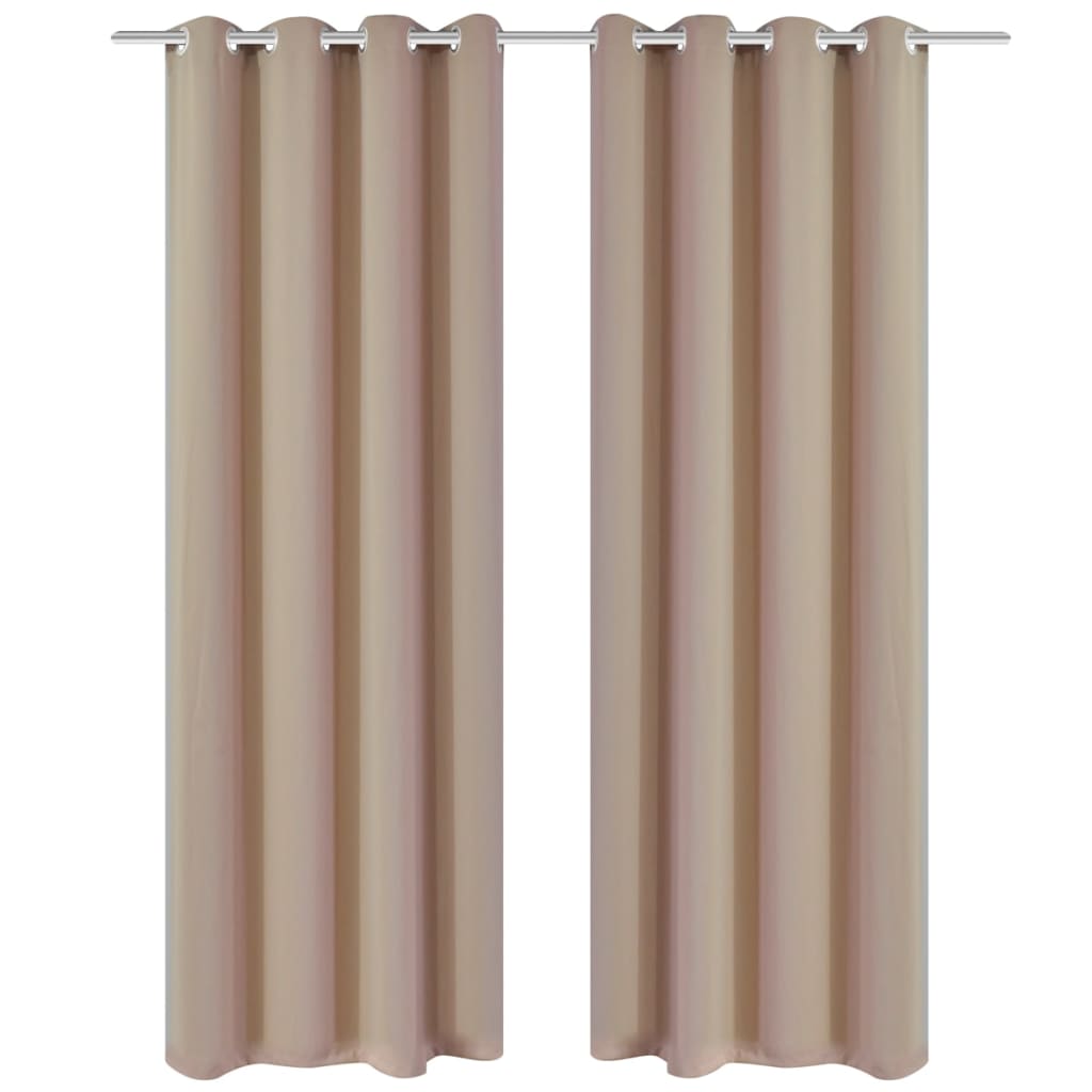 Vidaxl 2 Panels Cream Heavy Blackout Grommet Window Curtain Lined Drape Micro Satin