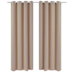 Vidaxl 2 Panels Cream Heavy Blackout Grommet Window Curtain Lined Drape Micro Satin