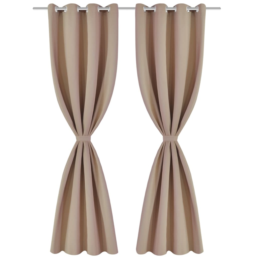 Vidaxl 2 Panels Cream Heavy Blackout Grommet Window Curtain Lined Drape Micro Satin
