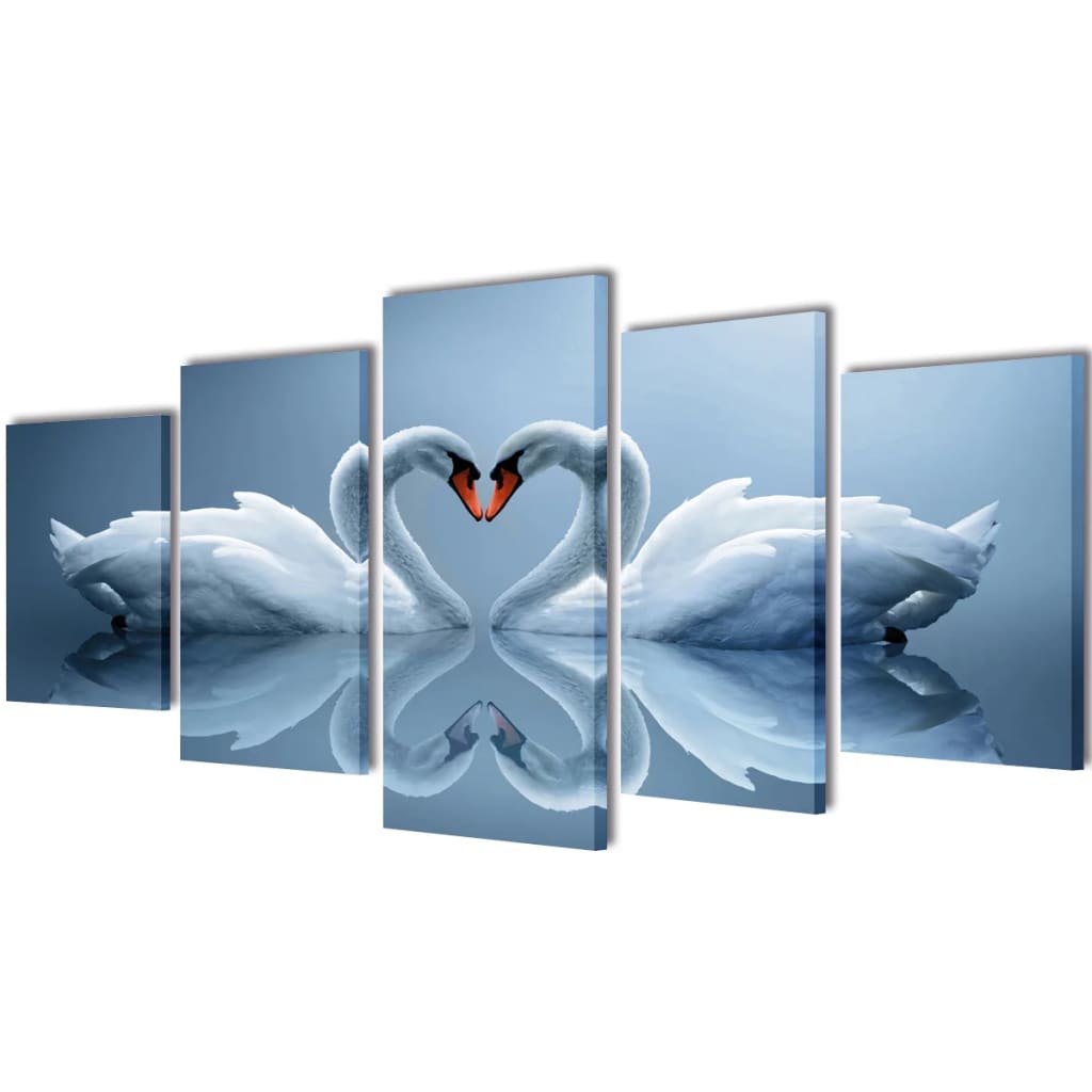 Canvas Wall Print Set Swan 79 x 39