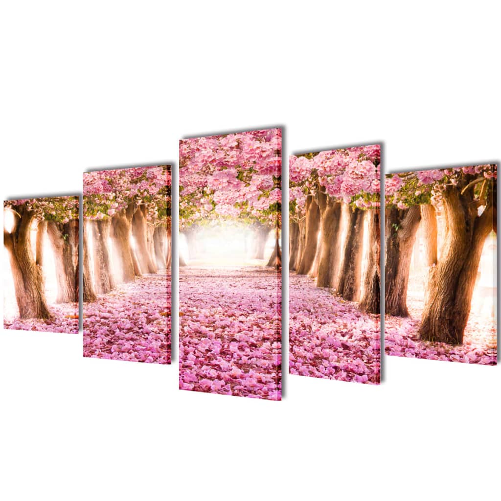 Canvas Wall Print Set Cherry Blossom 79 x 39