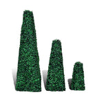 Set Of 3 Artificial Boxwood Pyramid Topiary Perfect Fake Tropical Tree Plant For Home Garden Office Store Decoration