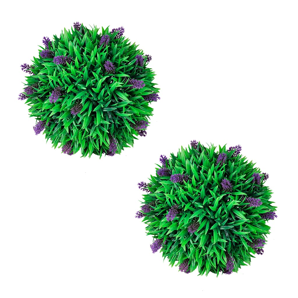 Vidaxl Set Of 2 Artificial Boxwood Ball With Lavender Topiary Hanging Floral Decor Realistic Fake Plant Bush Tree Outdoor Indoor 11.8&quot;