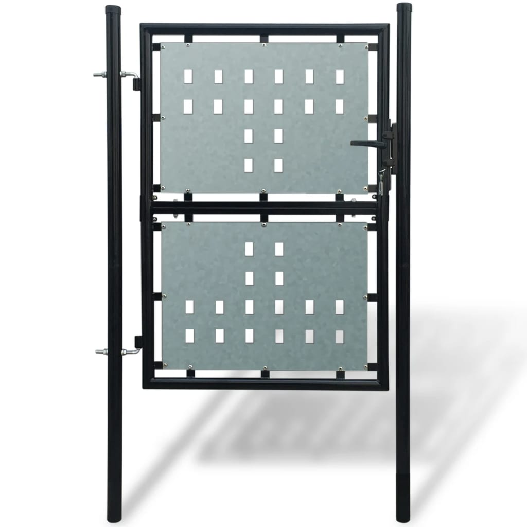 vidaXL Black Single Door Fence Gate 39.4x78.7