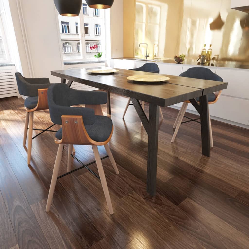 vidaXL Dining Chairs 4 pcs Dark Gray Bent Wood and Fabric