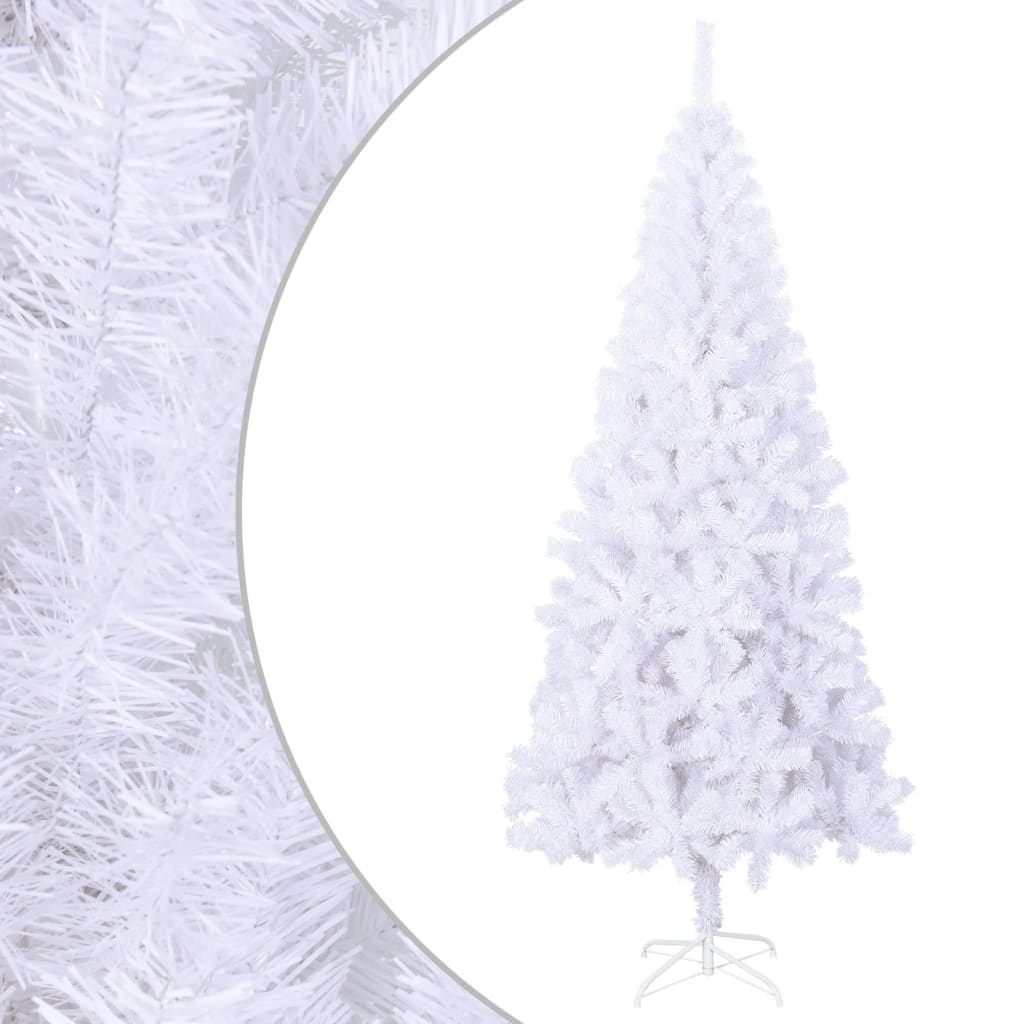 Vidaxl 7 Ft Artificial Christmas Tree With Steel Stand - Indoor Use Only - Pvc Material - 910 Branches - Snow-Covered Look - White