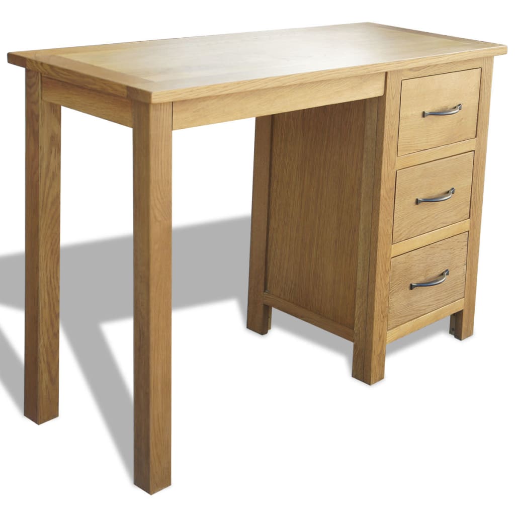 vidaXL Desk with 3 Drawers Solid Oak Wood 41.7''x15.7''x29.5''