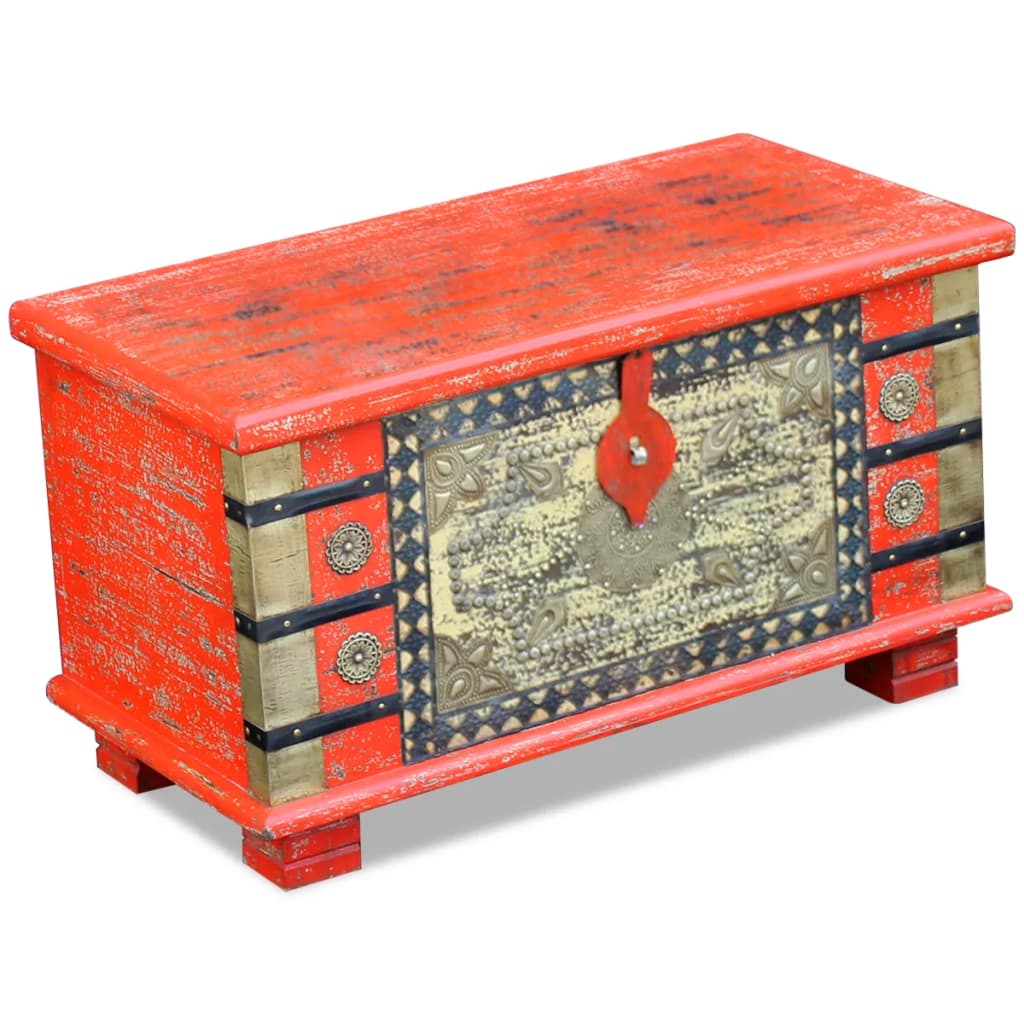 vidaXL Storage Chest Red Mango Wood 31.5x15.7x17.7