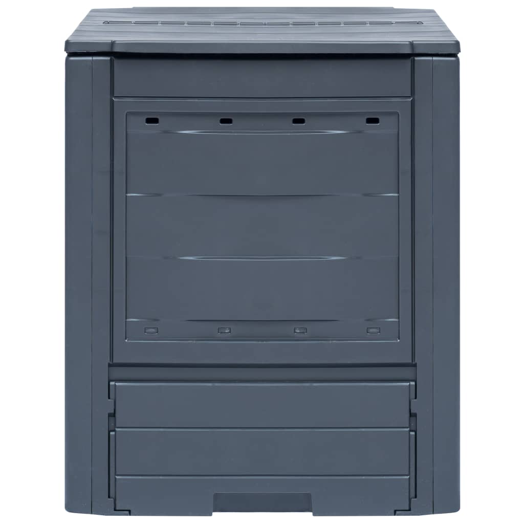 Vidaxl Garden Composter - Waste Collector For Organic Material, Weather And Uv Resistant Plastic, Split Lid For Irrigation & Ventilation, Large 68.7 Gal Capacity, Gray