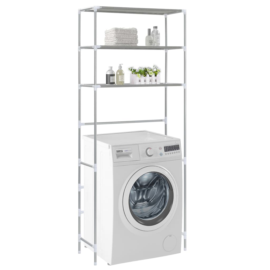 vidaXL 3-Tier Storage Rack over Laundry Machine Silver 27.2''x11''x66.5''