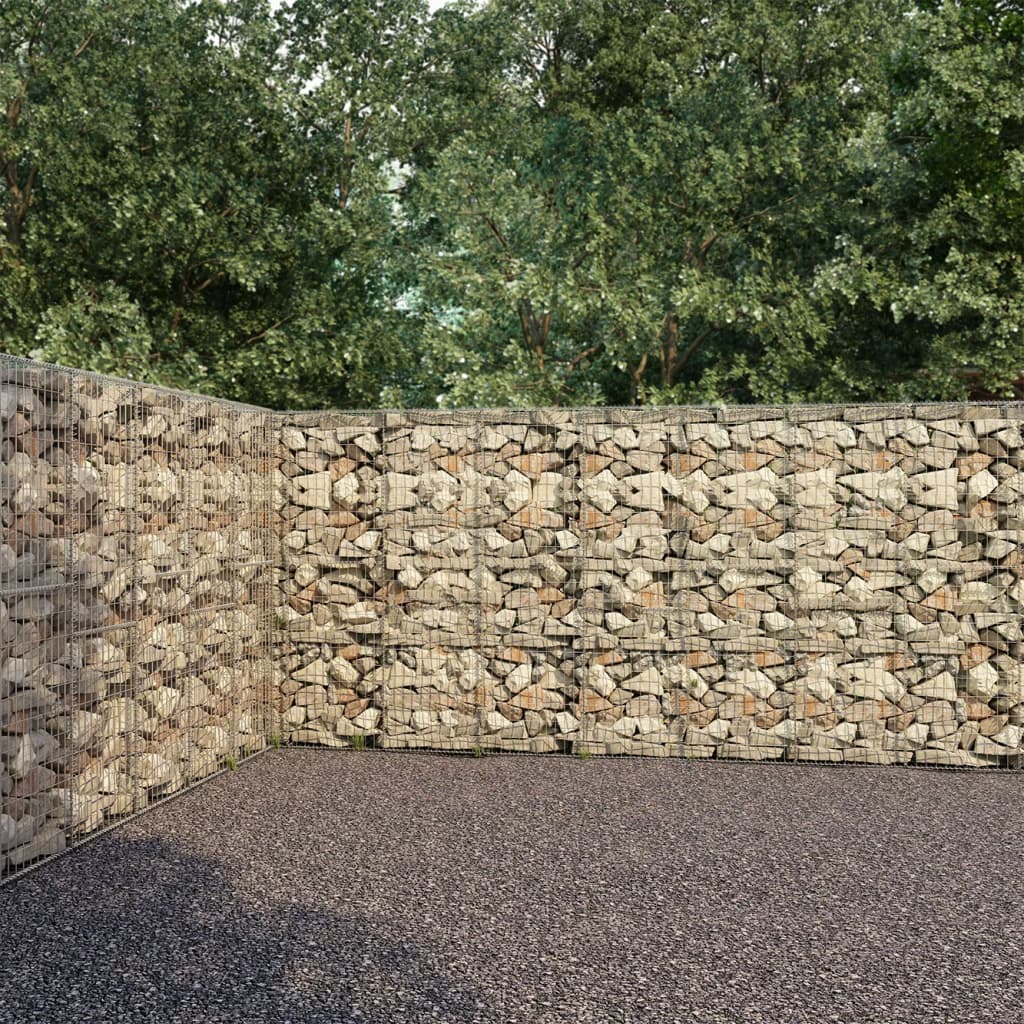 vidaXL Gabion Wall with Covers Galvanized Steel 236.2''x11.8''x78.7''