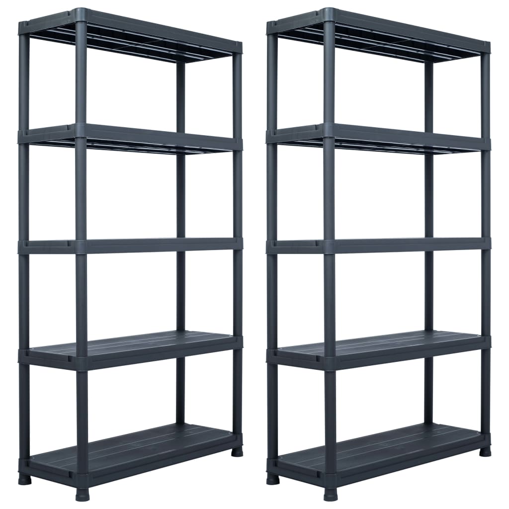 vidaXL Storage Shelf Racks 2 pcs Black 551.2 lb 31.5x15.7x70.9 Plastic