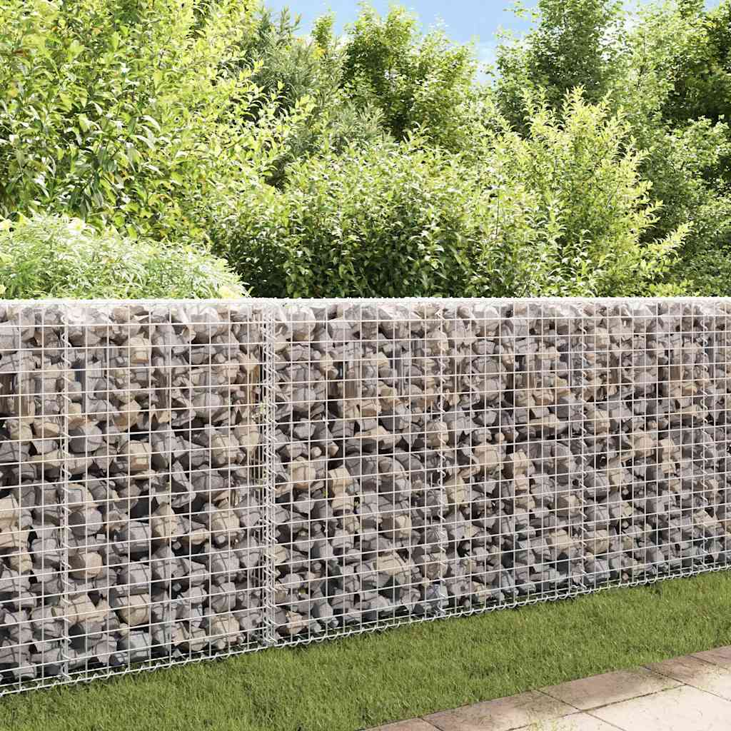 vidaXL Gabion Wall with Covers Galvanized Steel 78.7''x7.87''x33.5''