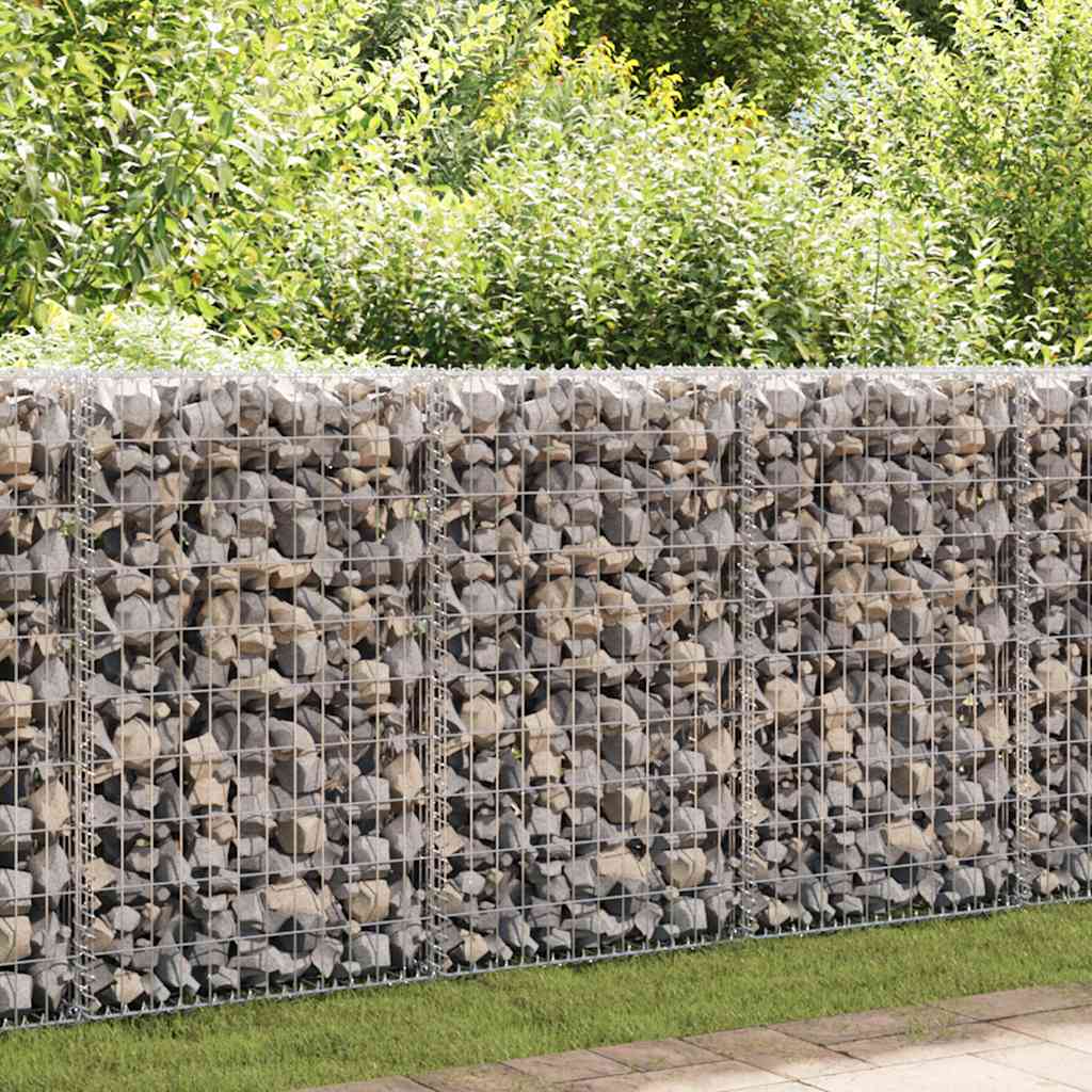 vidaXL Gabion Wall with Covers Galvanized Steel 236''x11.8''x39.4''