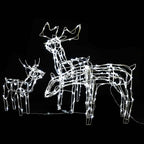 Vidaxl 3-Piece Lighted Christmas Reindeer Family Set, Yard Decoration With 229 Leds, Xmas Deer Light For Outdoor & Indoor Holiday Yard Decor, Cold White