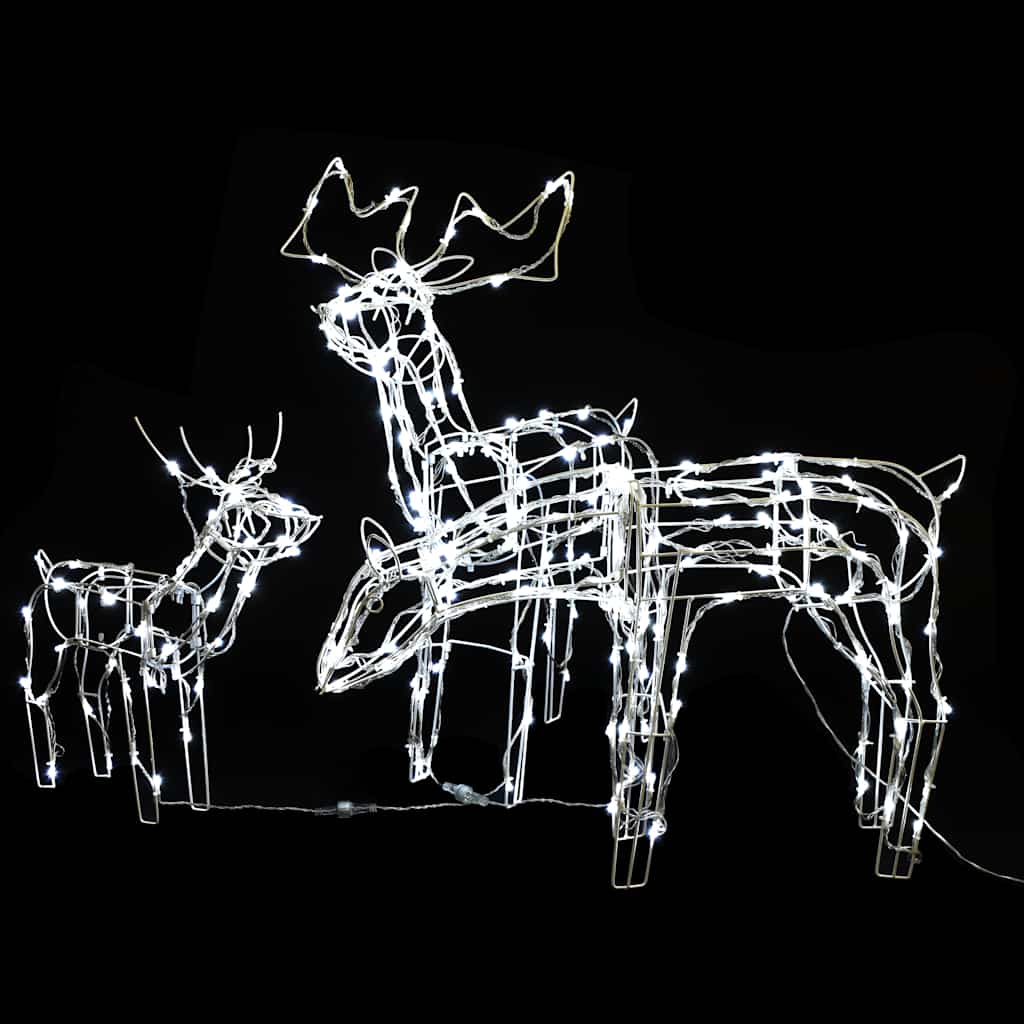 Vidaxl 3-Piece Lighted Christmas Reindeer Family Set, Yard Decoration With 229 Leds, Xmas Deer Light For Outdoor & Indoor Holiday Yard Decor, Cold White