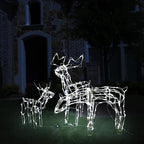 Vidaxl 3-Piece Lighted Christmas Reindeer Family Set, Yard Decoration With 229 Leds, Xmas Deer Light For Outdoor & Indoor Holiday Yard Decor, Cold White