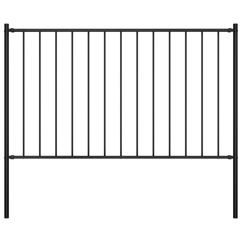 Vidaxl Fence Panel With Posts Powder-Coated Steel 5.6'X3.3' Black