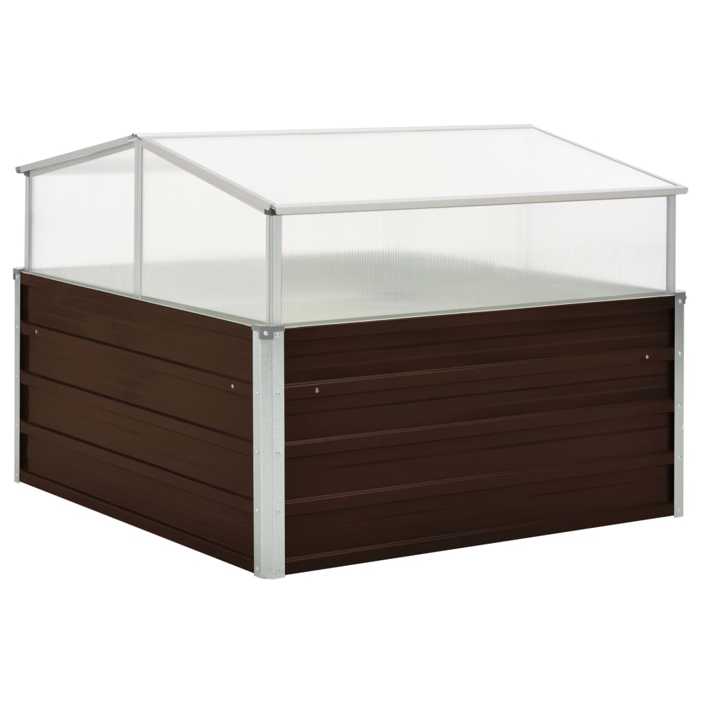 vidaXL Greenhouse Brown 39.4''x39.4''x33.5'' Galvanized Steel