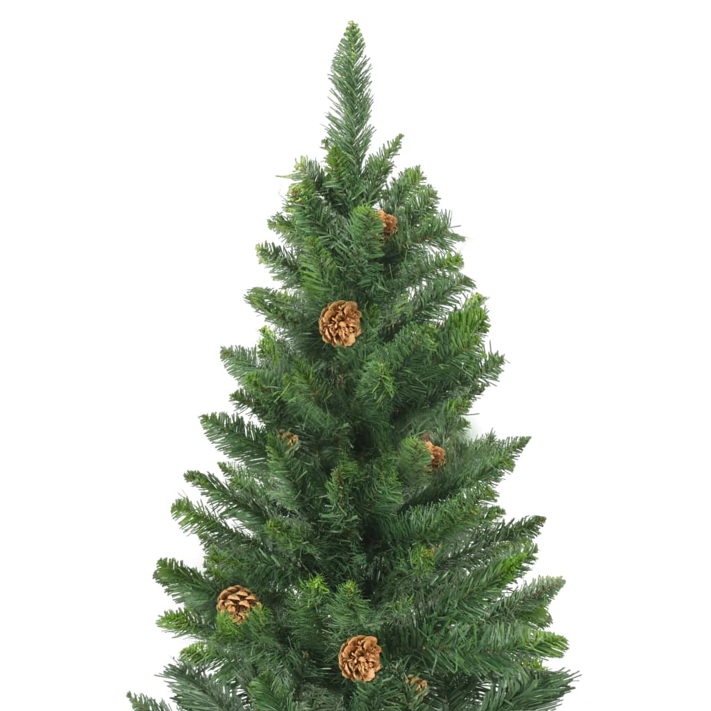 Vidaxl 5 Ft Artificial Christmas Tree - Green, Pine Cone Decorated, Pvc + Iron, Economical & Eco-Friendly, Lifelike Pine Tree Appeal, Easy Assembly, Stable Base