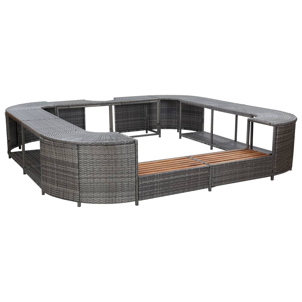 vidaXL Square Spa Surround Gray 105.5''x105.5'' x 21.7'' Poly Rattan