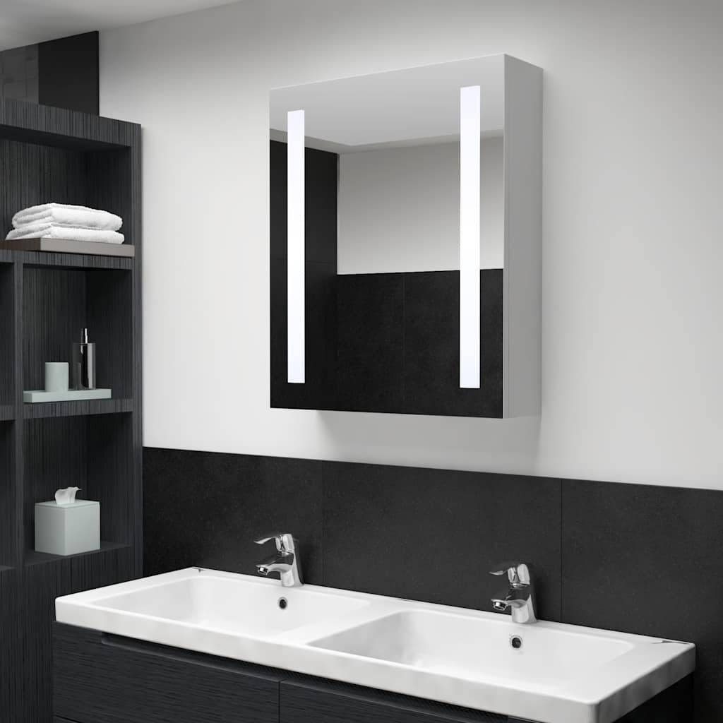 vidaXL LED Bathroom Mirror Cabinet 19.7x5.1x27.6