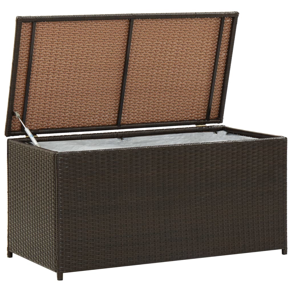 vidaXL Patio Storage Box Poly Rattan 39.3''x19.6''x19.6'' Brown