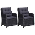 vidaXL Gartensthle 2 Stk. mit Auflagen Poly Rattan Schwarz