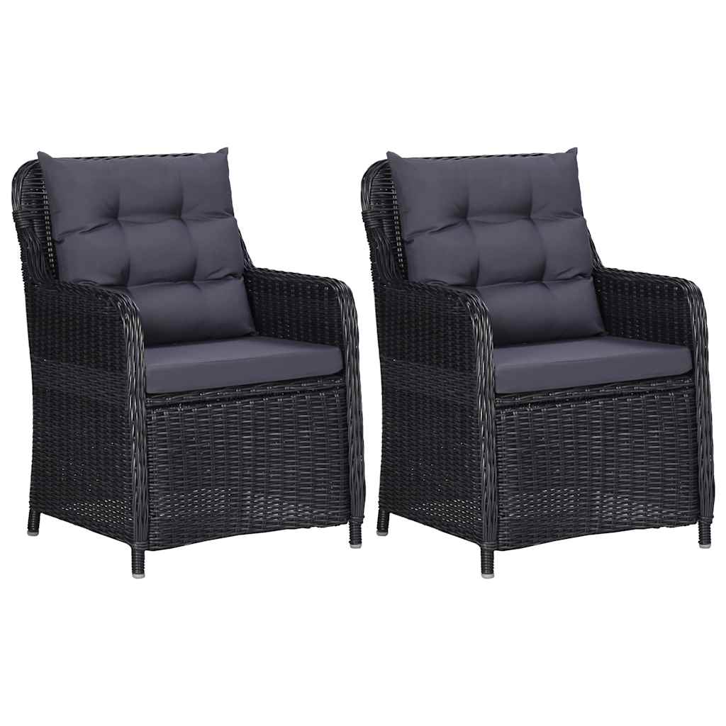 vidaXL Gartensthle 2 Stk. mit Auflagen Poly Rattan Schwarz