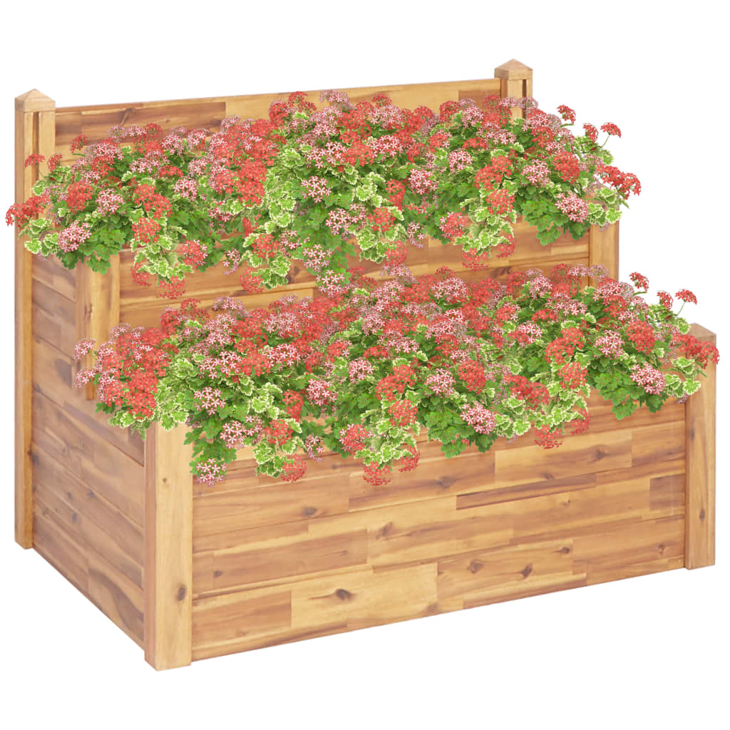 vidaXL 2-Tier Garden Planter 43.3''x29.5''x33.1'' Solid Acacia Wood