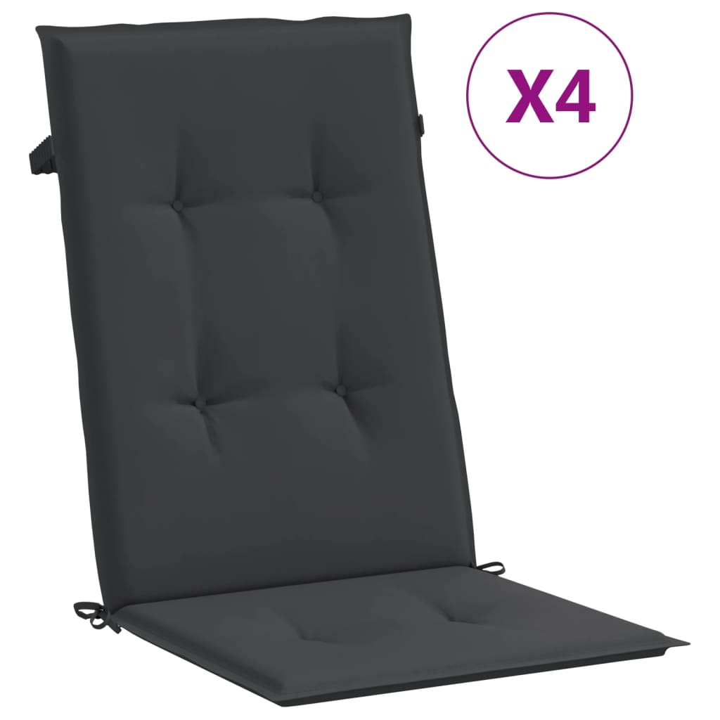 vidaXL Garden Chair Cushions 4 pcs Black 47.2x19.7x1.2