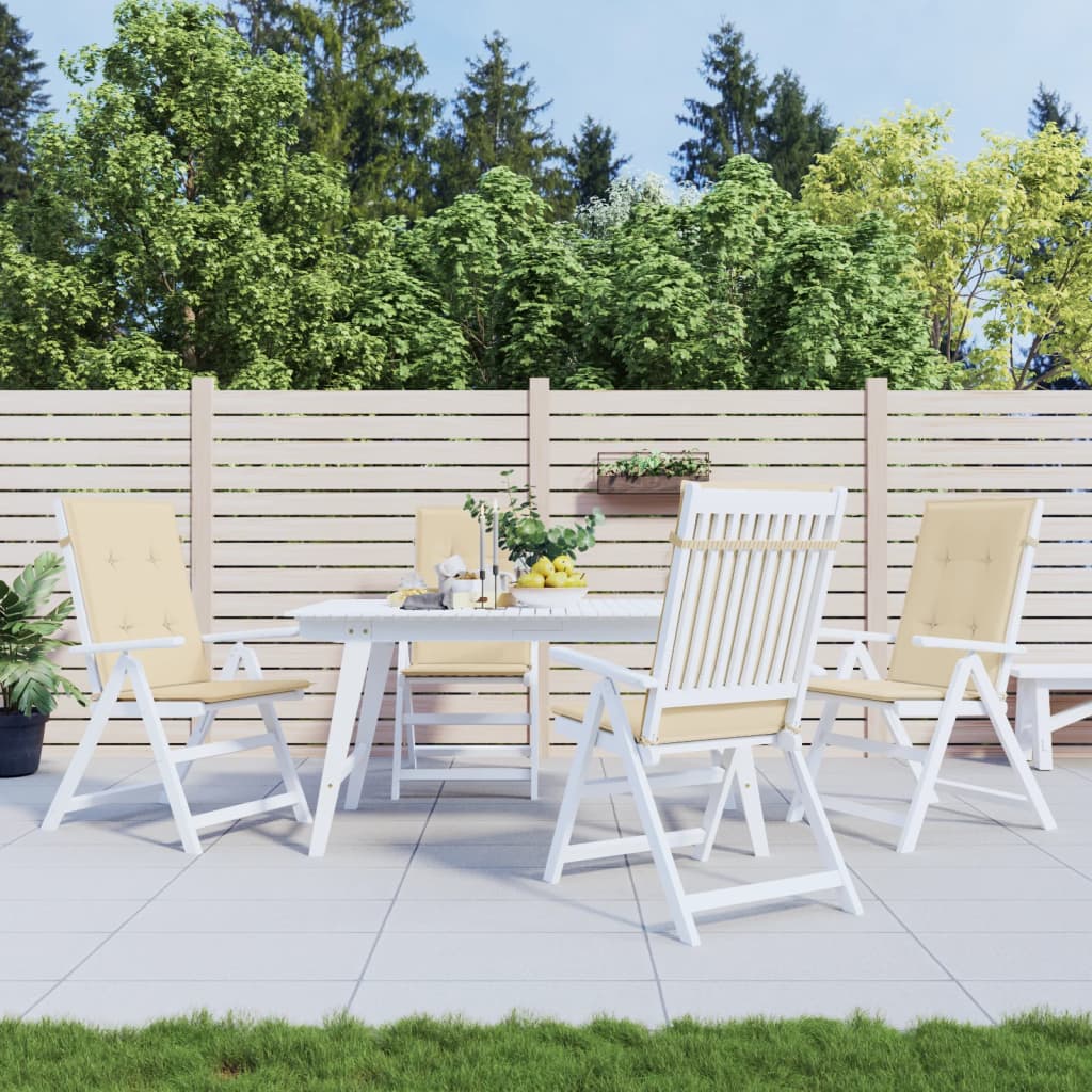 vidaXL Garden Highback Chair Cushions 4 pcs Beige 47.2x19.7x1.2 Fabric