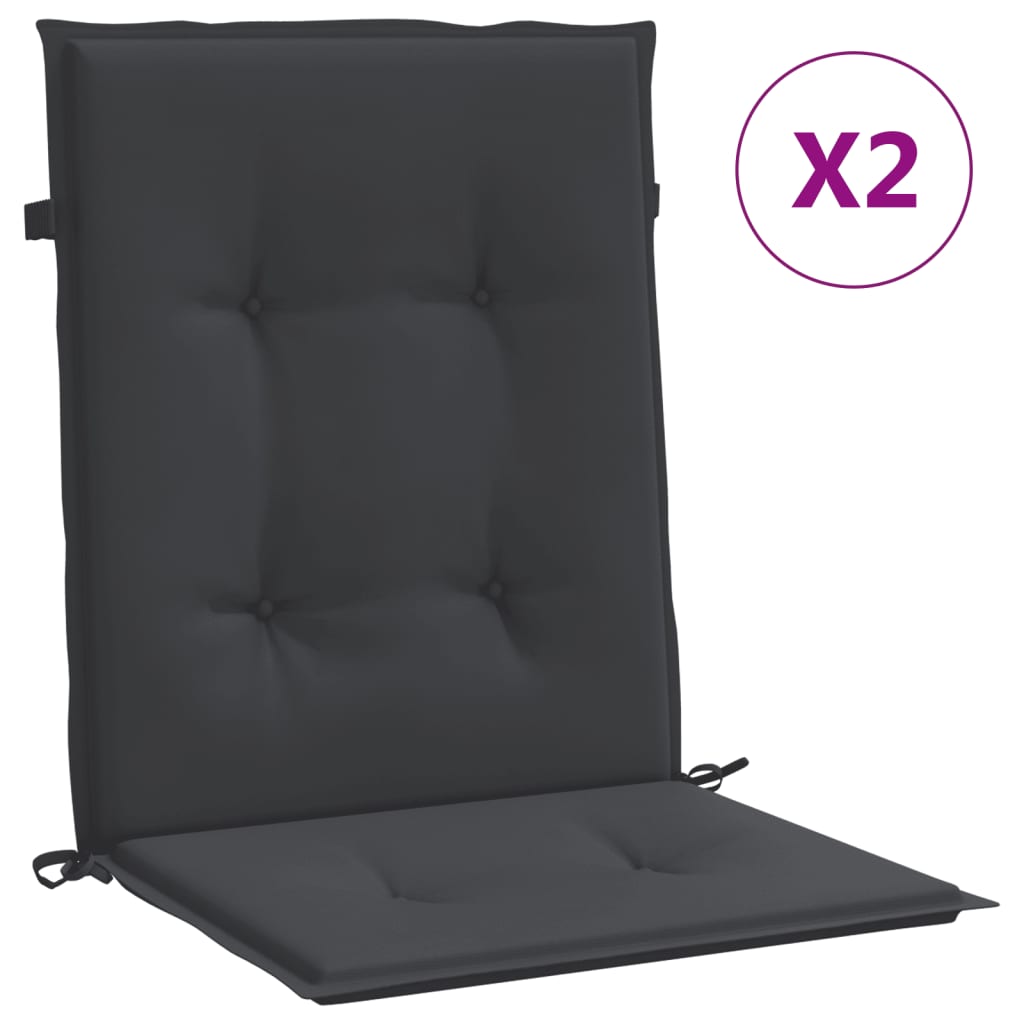 vidaXL Garden Chair Cushions 2 pcs Black 39.4x19.7x1.2
