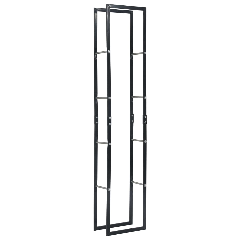 Vidaxl Firewood Rack Black 15.7&quot;X9.8&quot;X78.7&quot; Steel