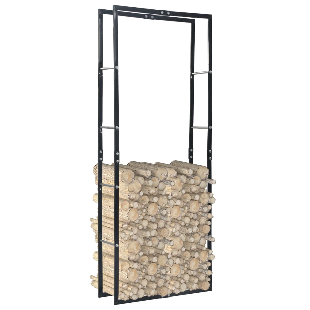 Vidaxl Black Steel Firewood Rack - Durable, Heavy-Duty Storage For Firewood, Perfect For Fireplace And Log Burner