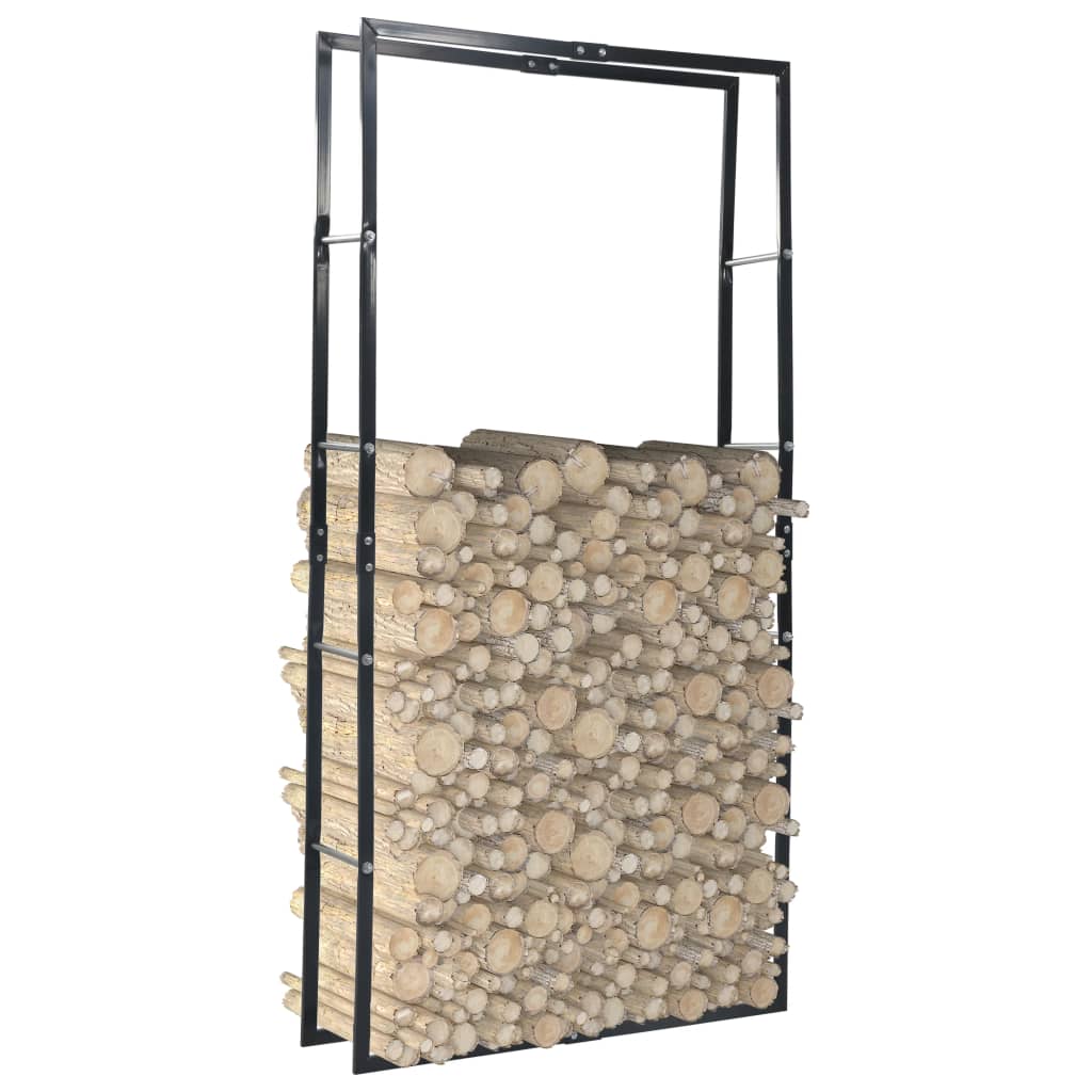 Vidaxl Firewood Rack Black 39.4"X9.8"X78.7" Steel
