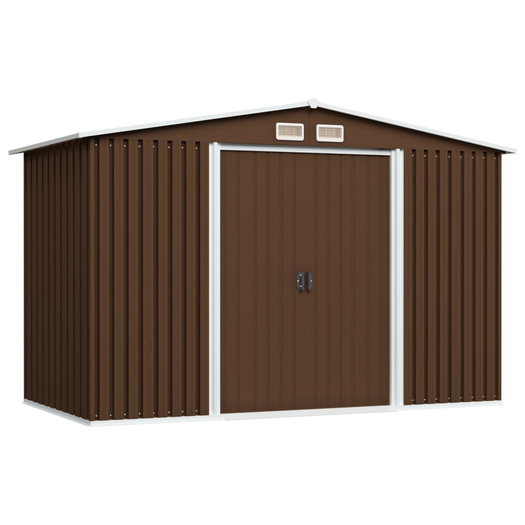 vidaXL Garden Storage Shed Brown 101.2x80.7x70.1 Steel