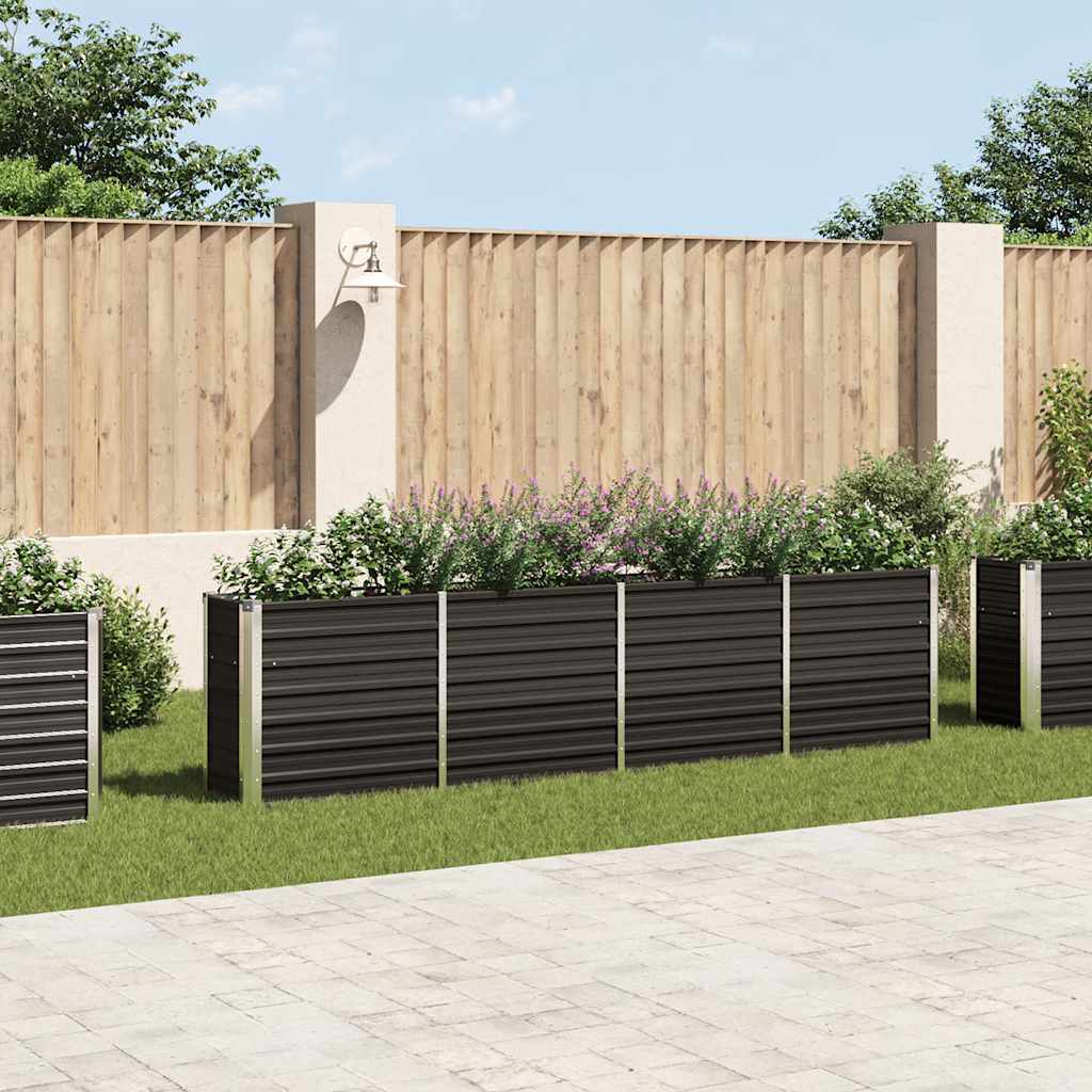 vidaXL Raised Garden Bed 126x15.7x30.3 Galvanized Steel Anthracite