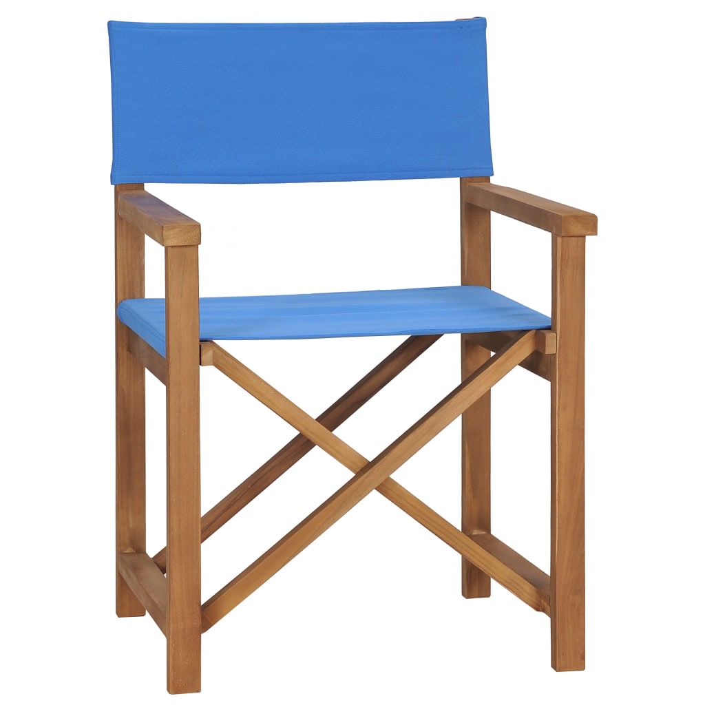 vidaXL Directors Chair Solid Teak Wood Blue