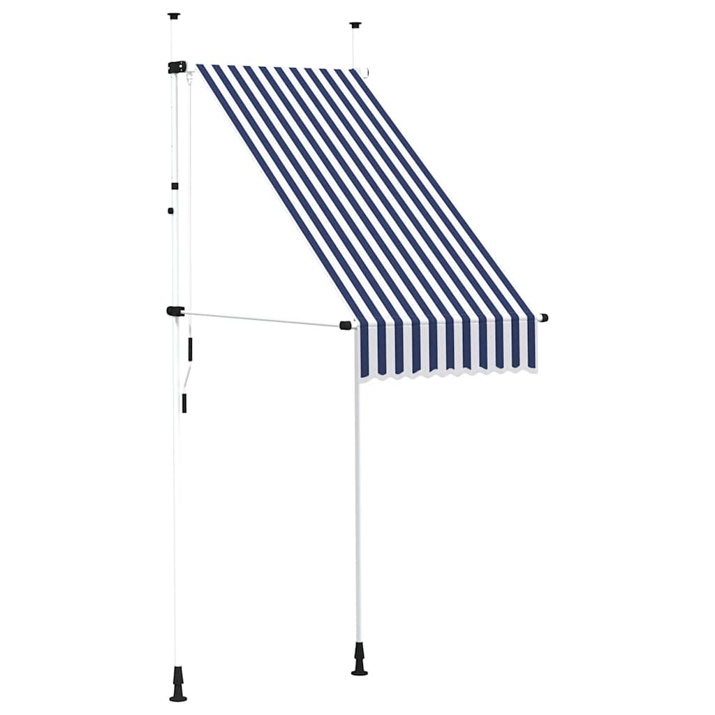 vidaXL Manual Retractable Awning 39.4 Blue and White Stripes