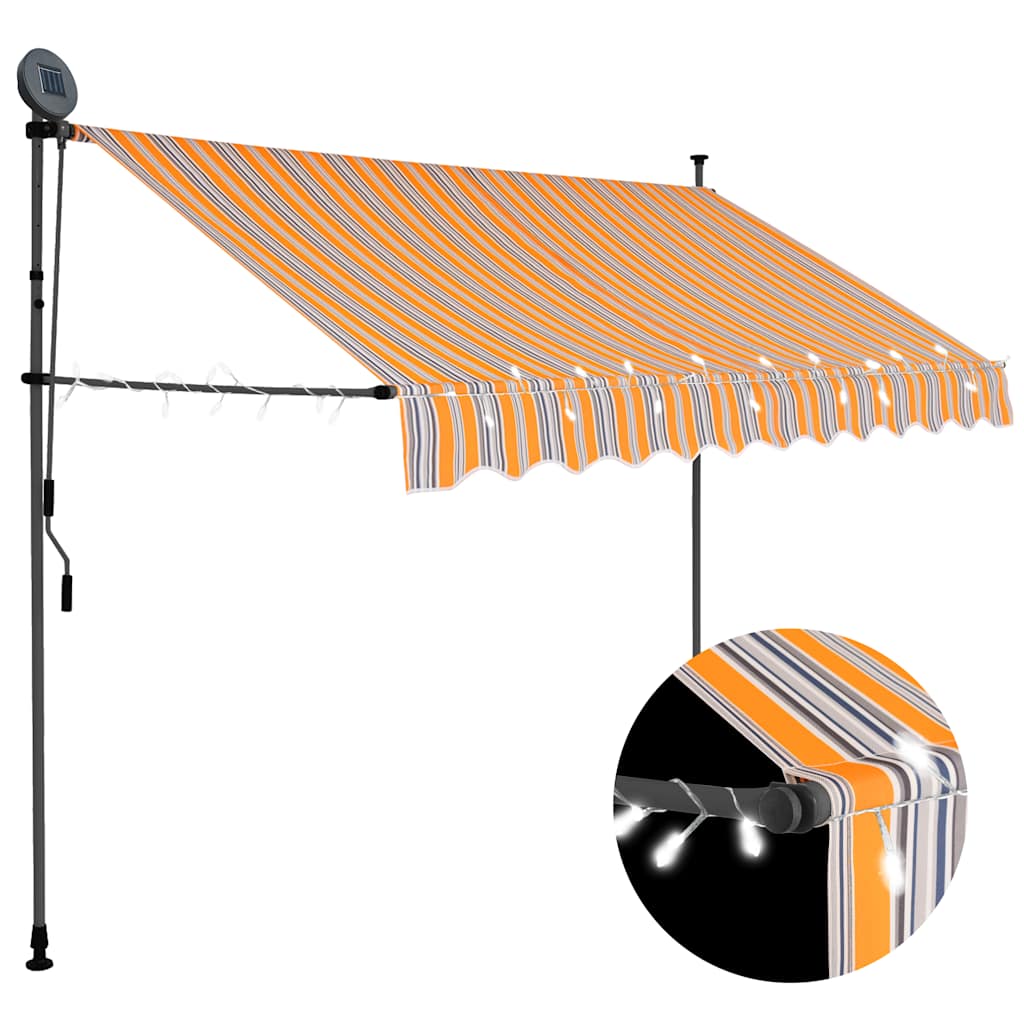 vidaXL Manual Retractable Awning with LED 118.1 Yellow and Blue