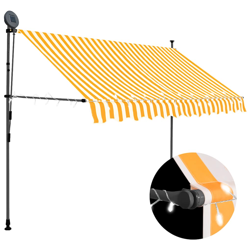 vidaXL Manual Retractable Awning with LED 118.1 White and Orange