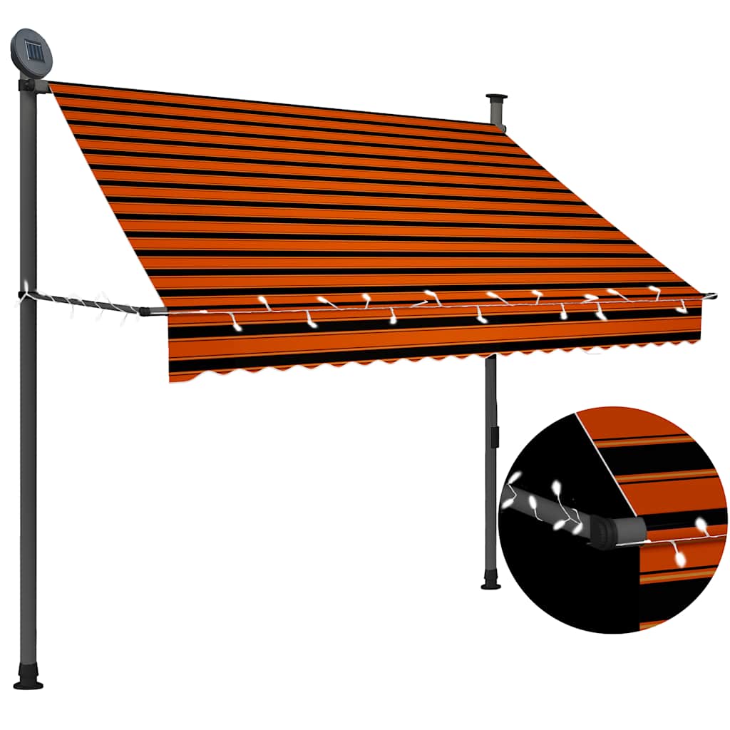 vidaXL Manual Retractable Awning with LED 78.7 Orange and Brown