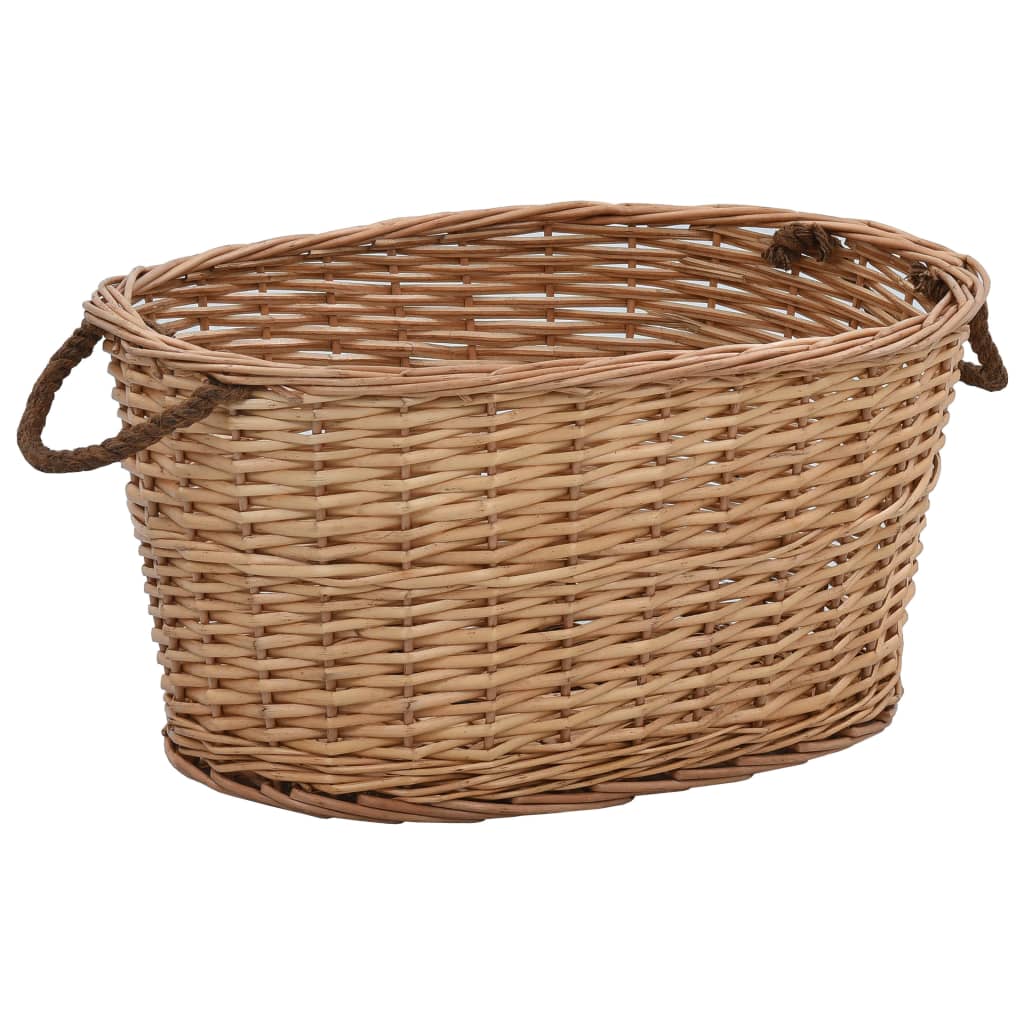 Vidaxl Firewood Basket With Carrying Handles 22.8' X 16.5' X 11.4' Natural Willow