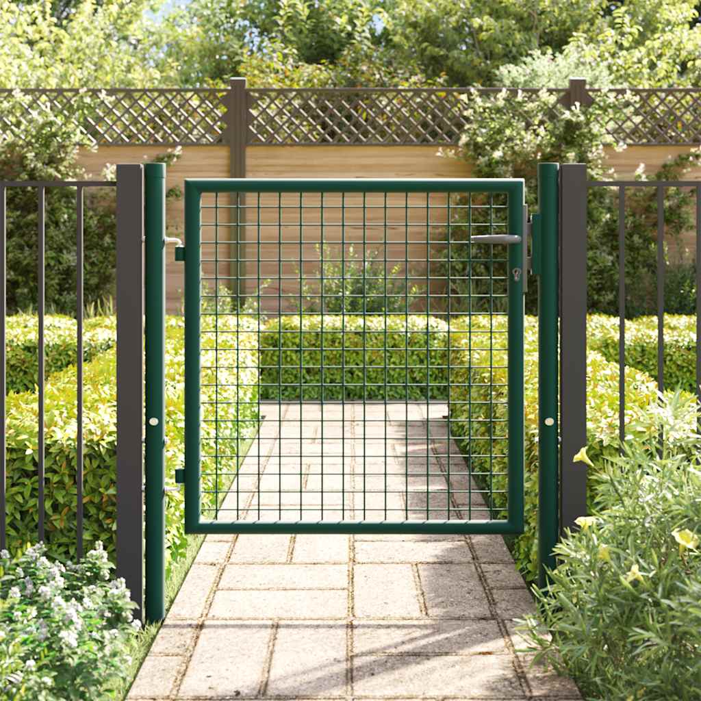 vidaXL Fence Gate Steel 39.4''x29.5'' Green